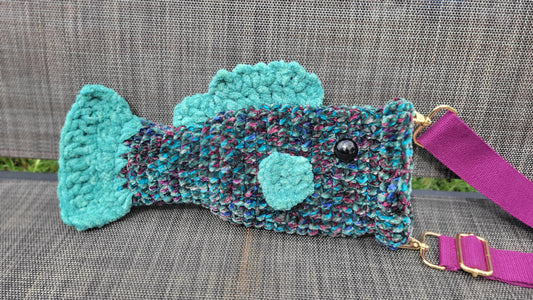 Crossbody Fish Bag - Velvet (Blue, Green, Purple)